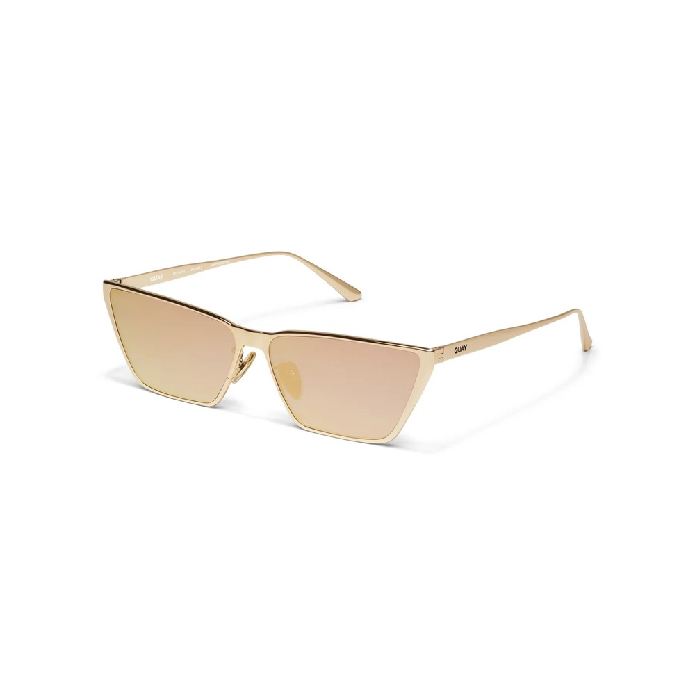 Quay Australia Bad Habit Adorned Cat Eye Sunglasses Gold Limited Edition